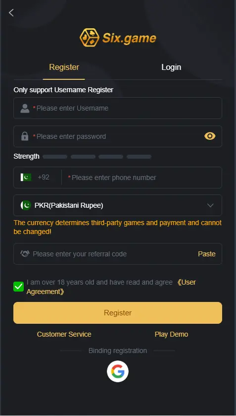 Six Game Sign Up